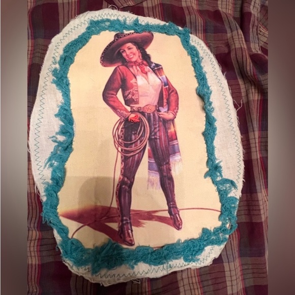 Johnny Loves June Vintage Retro Cowgirl Pinup Rodeo Pearl Snap Small - Picture 6 of 11